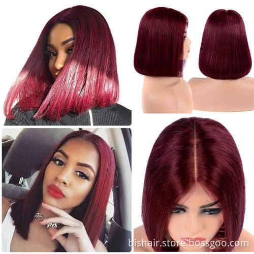 99J short lace front lace real human hair wig Brazil straight hair wave head wig natural wig suitable for female wholesalers